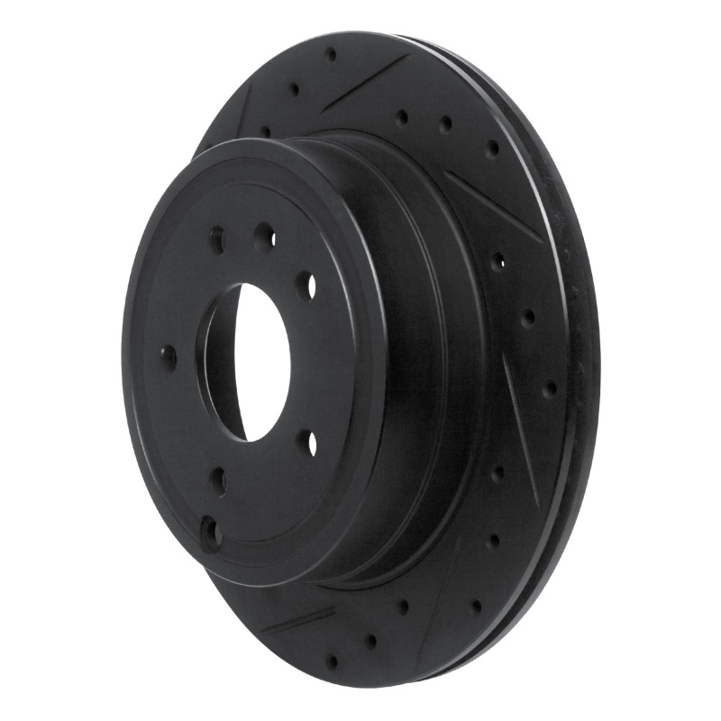 Chevrolet Equinox Brake Rotor (1) - Rear Left - R1 Concepts - Drilled & Slotted - Black - `07-`15